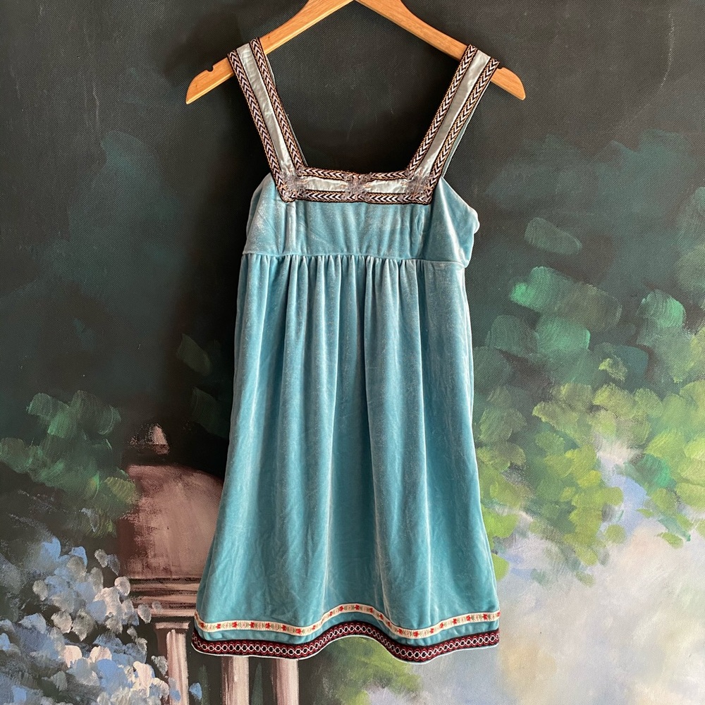 Free People teal velvet dress XS